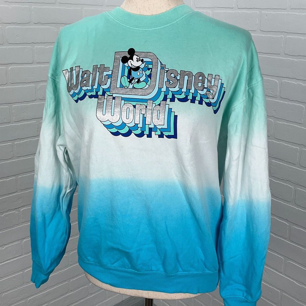 Disney Sweatshirt Women XSmall Blue Metal Silver Ombre WALT DISNEY WORLD MICKEY